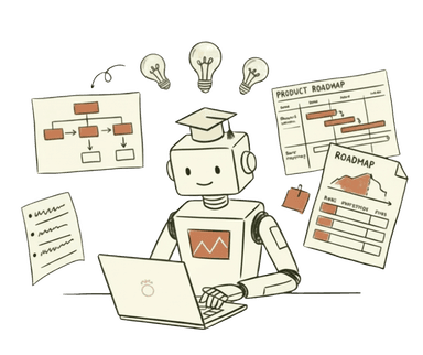 Hacky the HackProduct mascot robot, your product sense guide